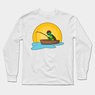 Turtle as Angler in Boat Long Sleeve T-Shirt